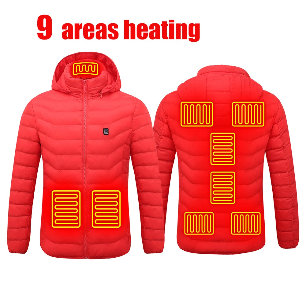 Men's Heating Jacket 21-Zone Four-Switch Control USB Electric Heated Coat Self-Heating Vest Thermal Warm Winter Coat