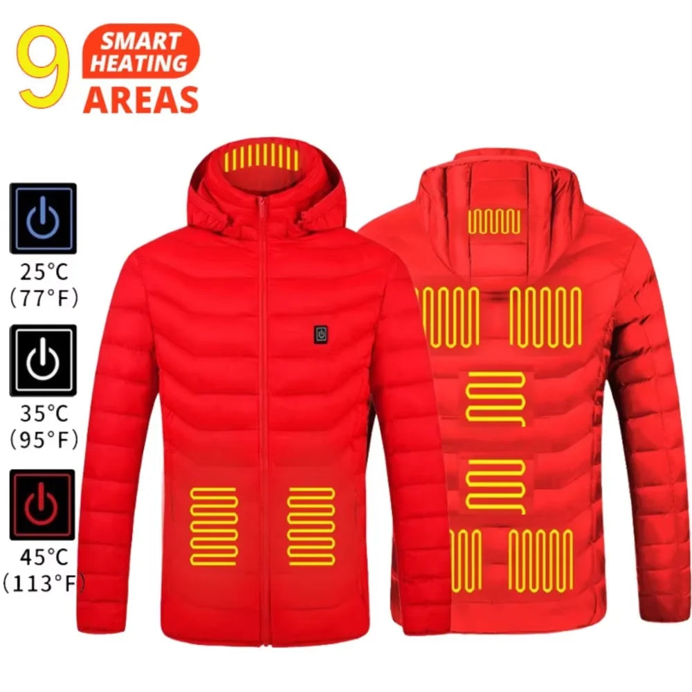 USB Self Heating Jacket for Men and Women Warm Vest Heated Coat Ski Camping Hiking Winter Cotton Clothing