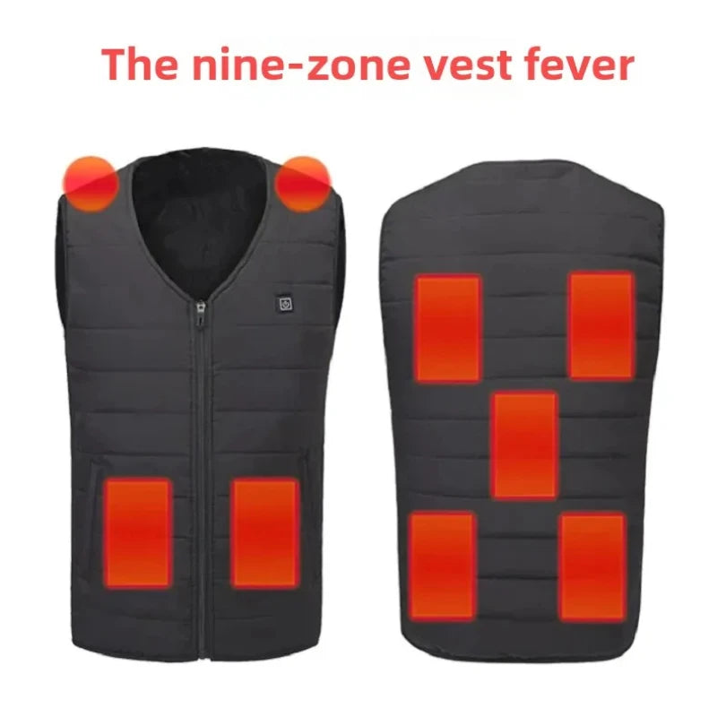 USB Self Heating Jacket for Men and Women Warm Vest Heated Coat Ski Camping Hiking Winter Cotton Clothing