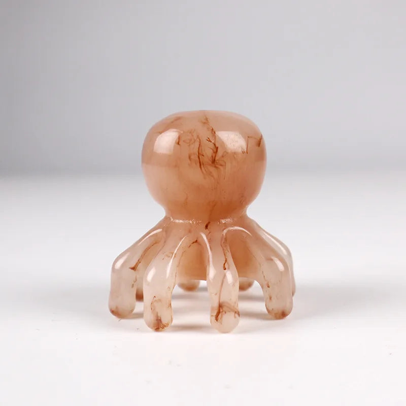 Octopus Resin Scalp Massage Comb - Meridian Scraping Acupuncture Gua Sha Brush for Fatigue Relief
