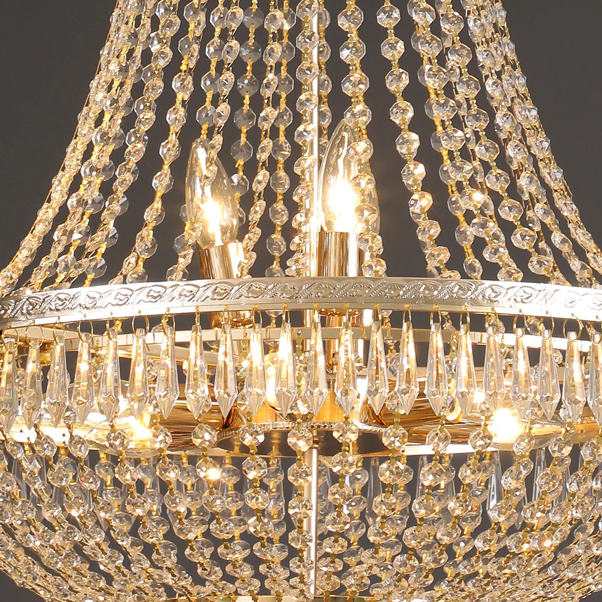 Luxury LED Crystal Pendant Chandelier for Living Room Hotel Lobby Villa High Ceiling Staircase European-Style