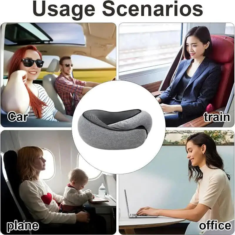 Travel Neck Pillow - Memory Foam U-Shaped Snail Style Neck Support, Portable Adjustable Soft Sleep Pillow for Naps