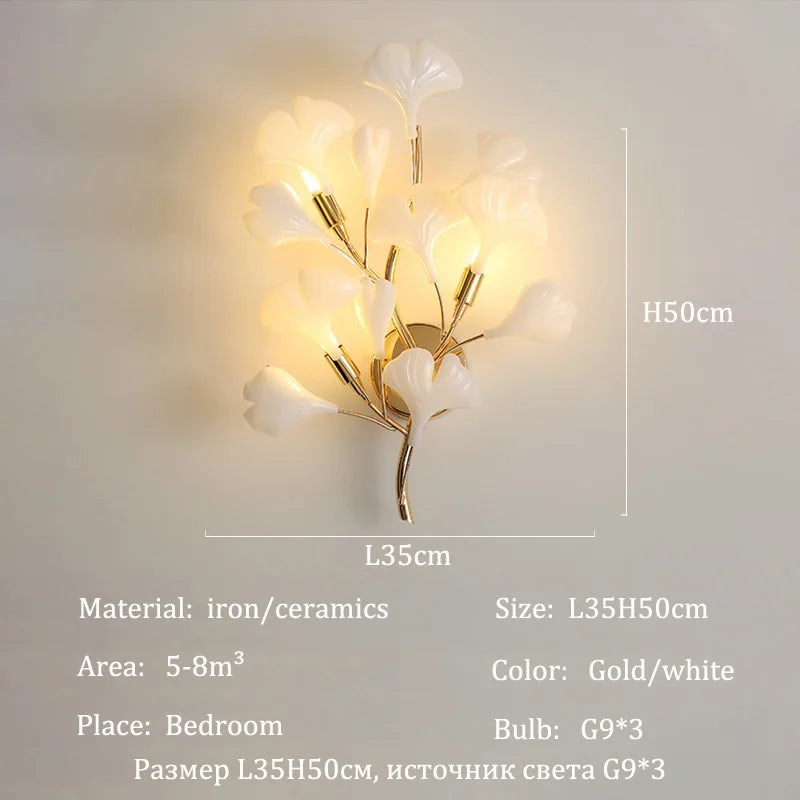 Modern Ceramic Chandelier Ginkgo Biloba Design for Home Villa Living Room Pendant Lamp Hanging Fixture