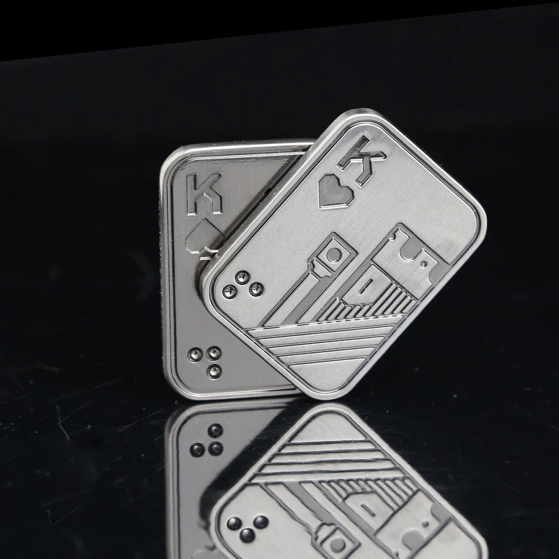 Metal Skull Push Slider EDC Fidget Toy Anti-Stress Spinning Poker Decompress Magnetic Toy for Adults Gifts