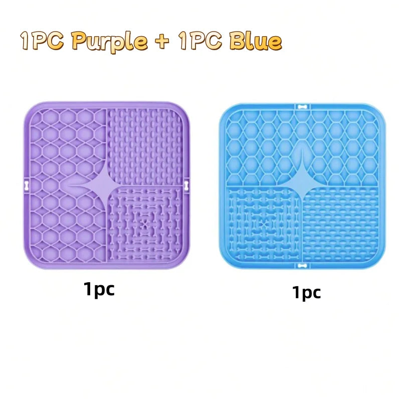 Silicone Lick Mat for Dogs - Slow Feeder Plate with Suction for Bathing Distraction, Dog Training Feeder Supplies