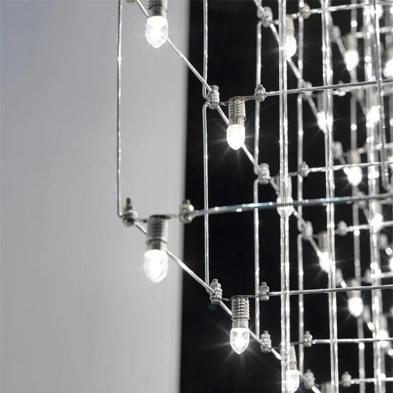 Modern Luxury Large LED Cube Hanging Chandelier for Office, Hotel Front Desk & Dining Room