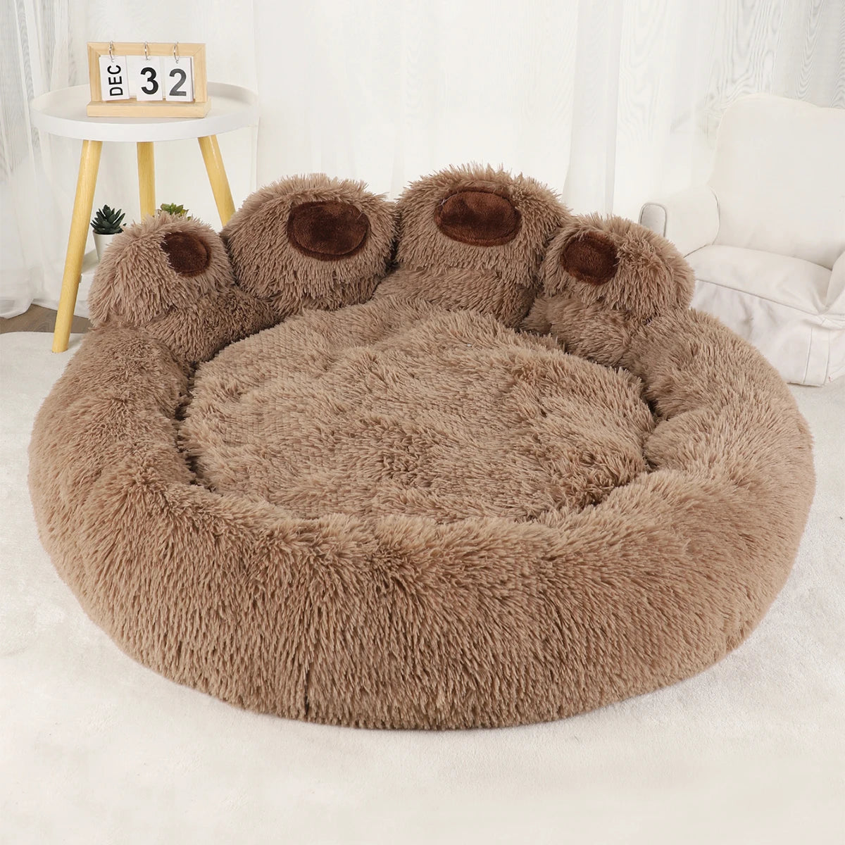 Fluffy Winter Warm Dog Bed Sofa Basket, Kennel Mat for Puppies & Cats with Blanket Accessories