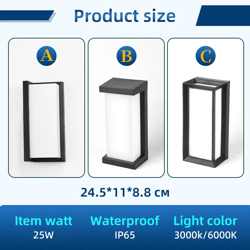 LED Outdoor Wall Light IP65 Waterproof Lamp Porch Lighting for Balcony Home Garden & Bedroom