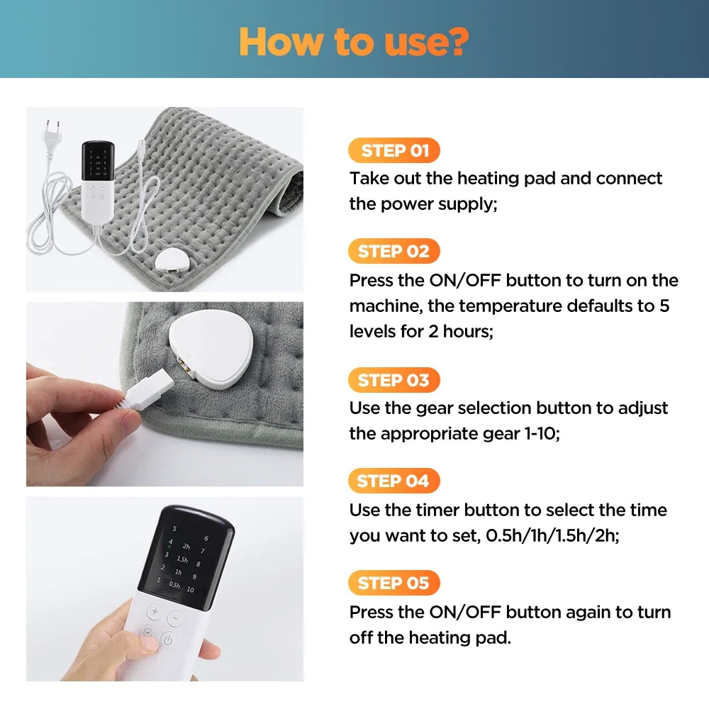Electric Heating Pad & Multifunctional Heating Blanket Cushion, Adjustable Temperature Body Back Warmer for Home & Office