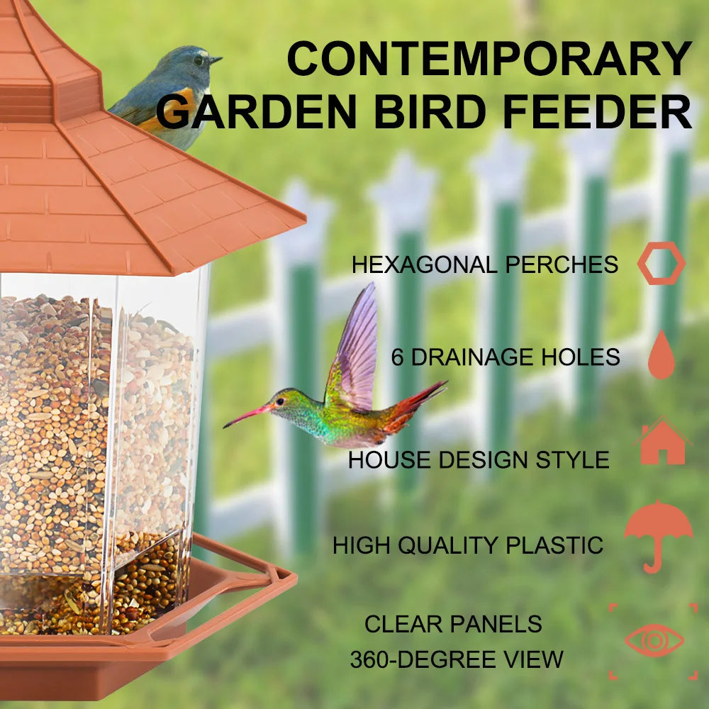 Automatic Bird Feeder Hanging Gazebo Outdoor Multi-Hole Nut Feeding House Bird Food Container
