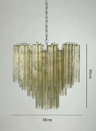 Art Deco Stained Glass Tube Chandelier for Dining Room Kitchen Island Lighting Home Decor Luxury Ceiling Pendant Lamp
