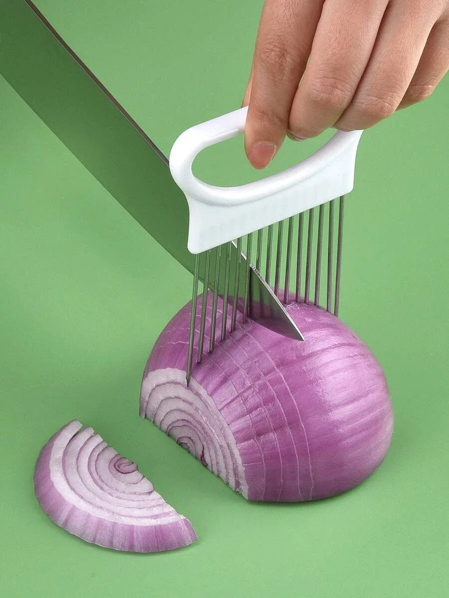 Colorful Onion Slicer, Stainless Steel Kitchen Potato Chip & Onion Holder