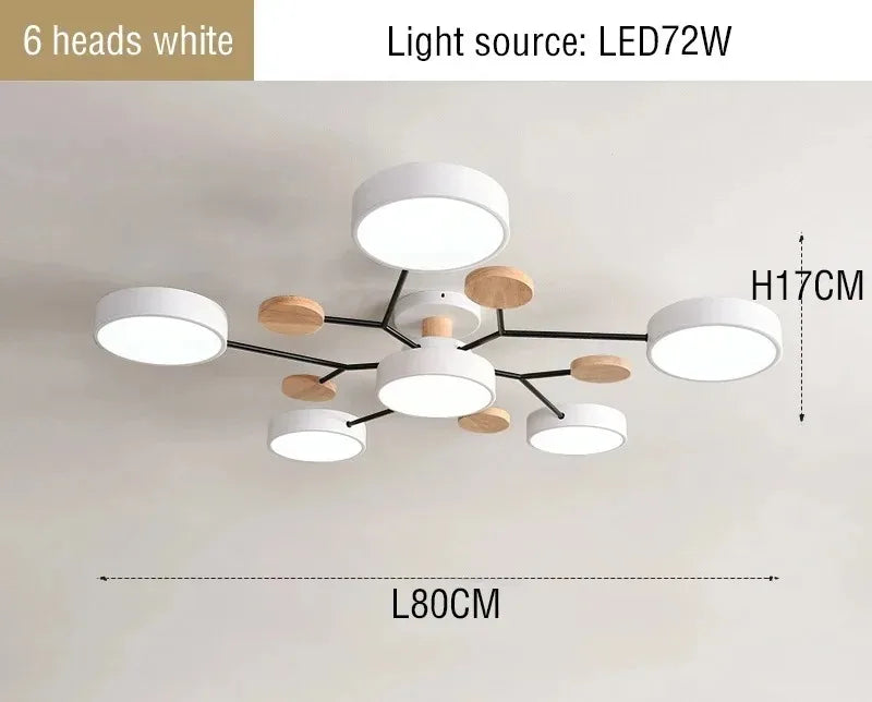 LED Chandelier 3-Color Lighting for Living Room Bedroom Hotel Apartment Study Home Decoration