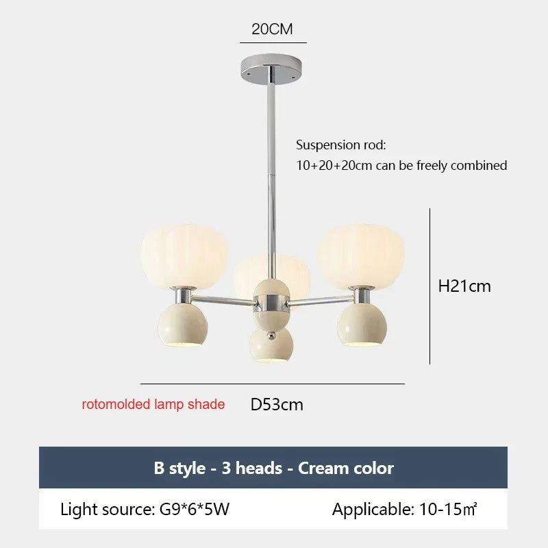 SANDYHA Elegant Modern Pumpkin Chandelier LED Lamp - Stylish Lighting Fixture for Living Room, Bedroom and Home Decor