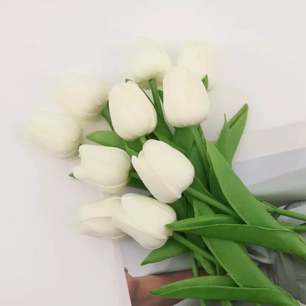 Real Touch Artificial Tulip Flowers Bouquet Fake Tulips for Home Wedding Decorations