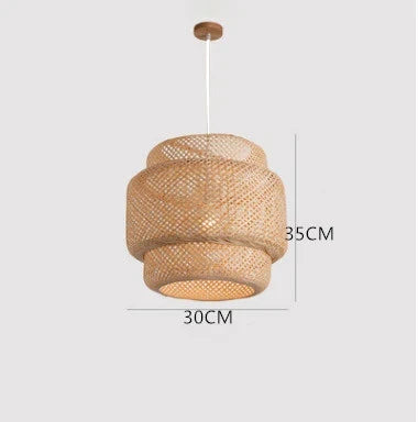 Modern Hand Woven Bamboo Pendant Light Art Chandelier Lantern for Dining Room and Bedroom