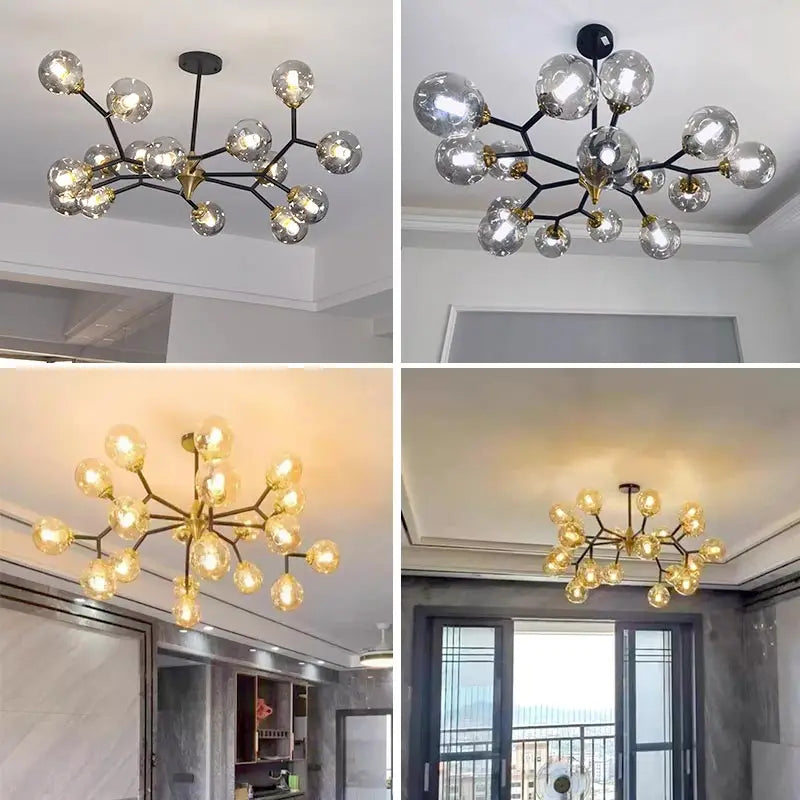 Nordic Glass Ball Modern LED Ceiling Chandelier Pendant Light for Living Room, Bedroom & Kitchen