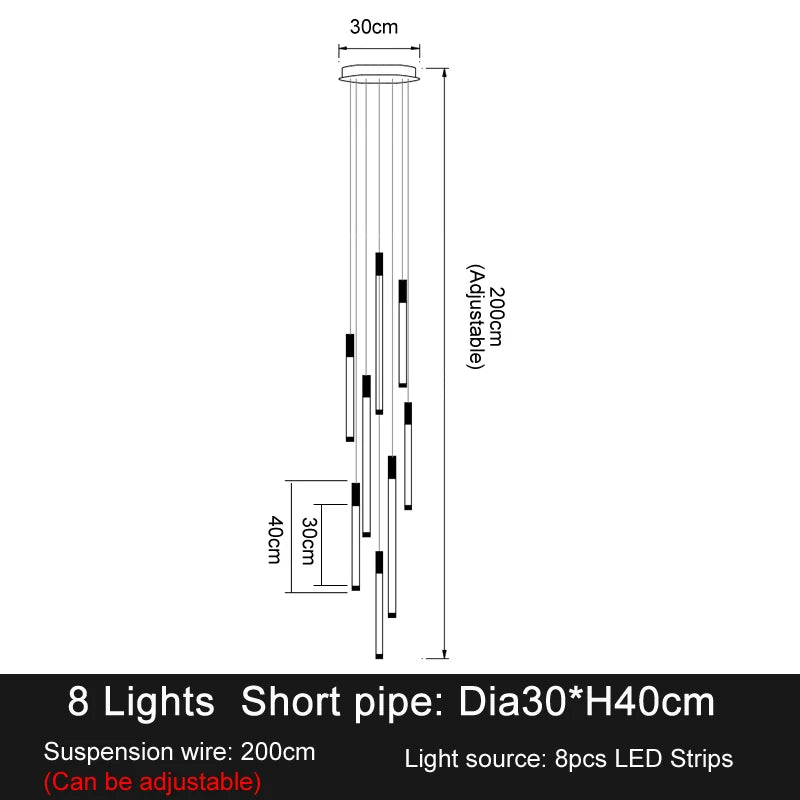 Modern Luxury LED Staircase Chandelier for Duplex, Attic, Living Room & Restaurant