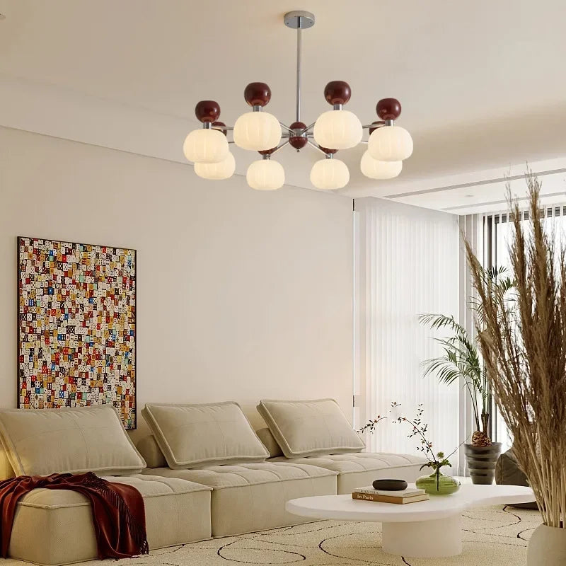SANDYHA Elegant Modern Pumpkin Chandelier LED Lamp - Stylish Lighting Fixture for Living Room, Bedroom and Home Decor