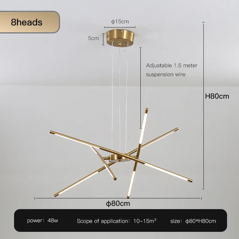 Nordic Geometric LED Pendant Chandelier with Remote Control for Restaurant, Living Room & Dining Table