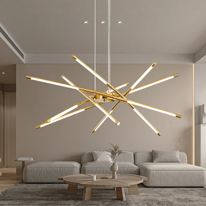 Nordic Geometric LED Pendant Chandelier with Remote Control for Restaurant, Living Room & Dining Table