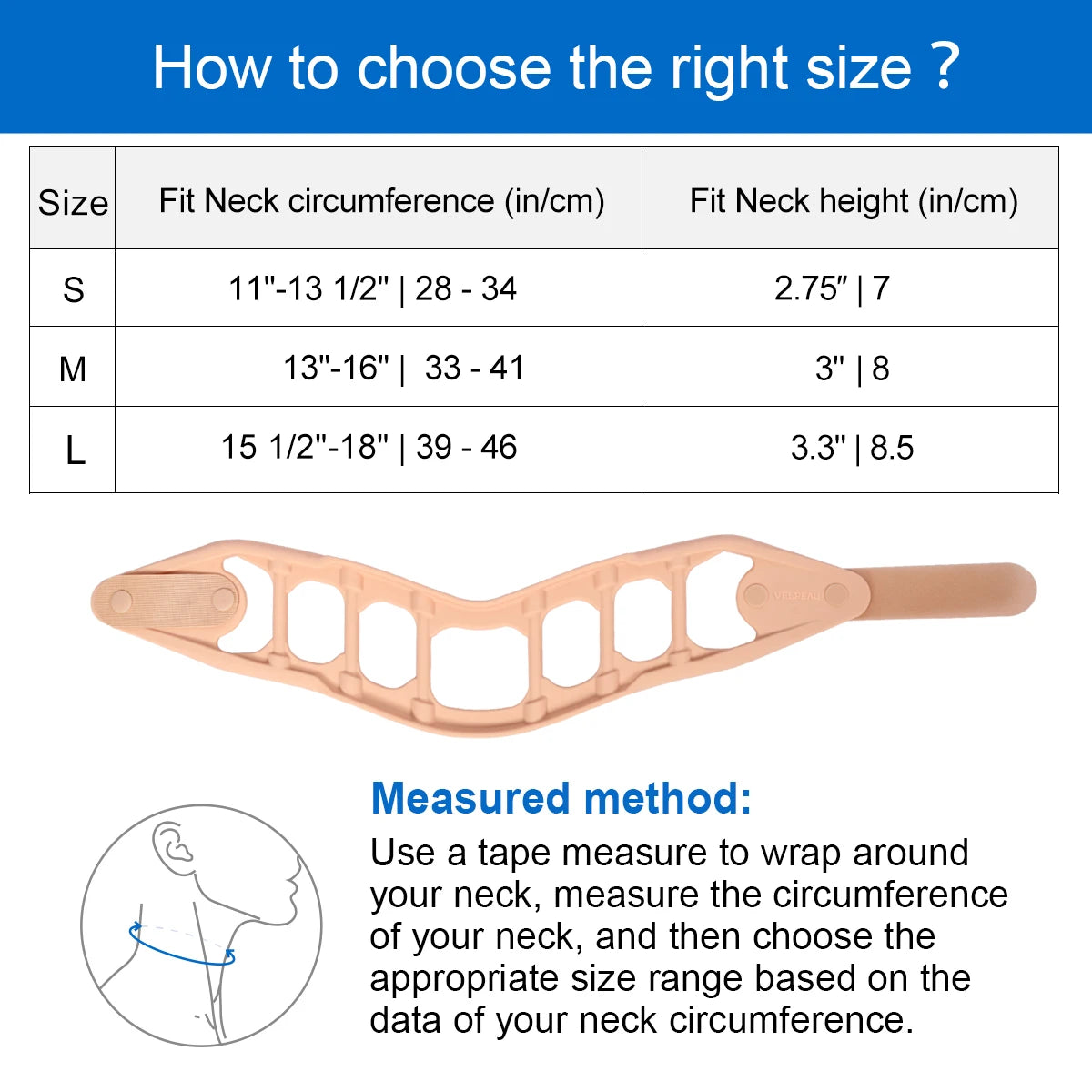VELPEAU Silicone Neck Brace - Breathable Waterproof Cervical Collar for Spine Pressure, Neck Stiffness and Pain Relief