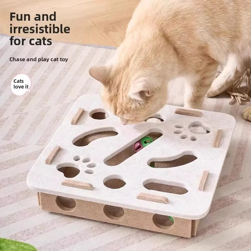 Cat Puzzle Toy, Felt Puzzle Box with Ball, Indoor Exercise & Hunting Toy for Cats