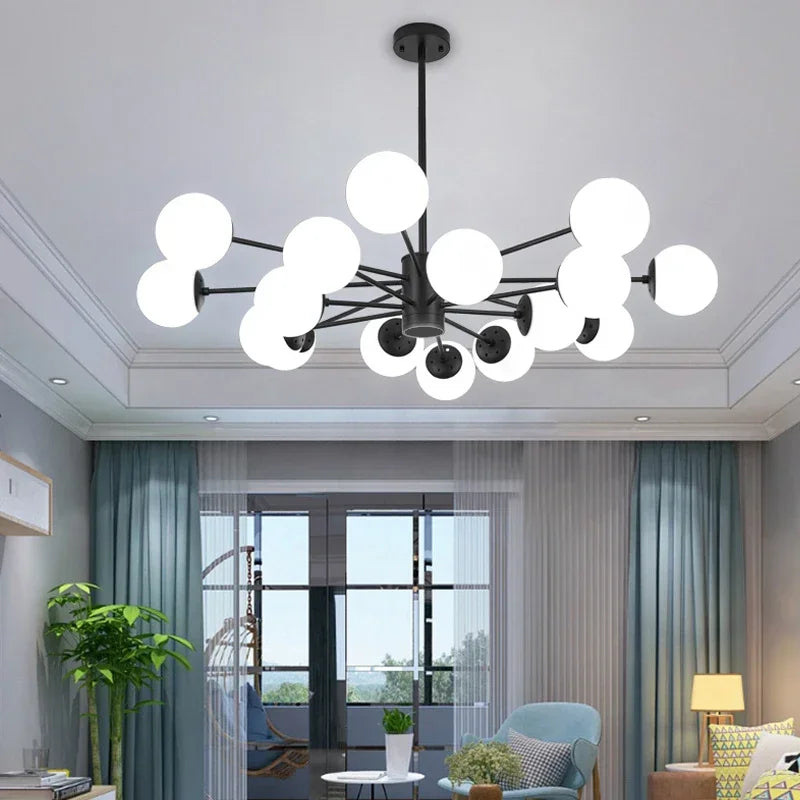 Modern Luxury Nordic Glass LED Chandelier for Living Room, Dining Room, Bedroom & Kitchen