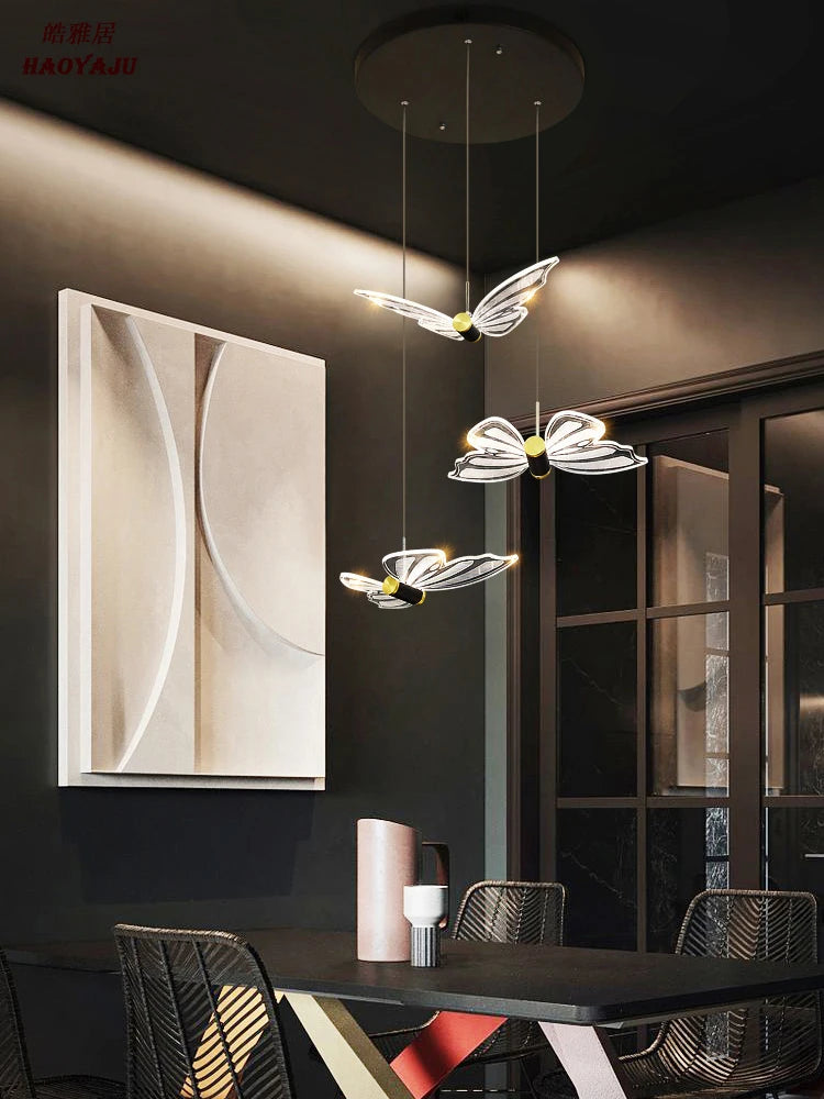 Modern Bird Chandelier Spiral Staircase Long Pendant Light for Living Room Villa Attic Dining Room