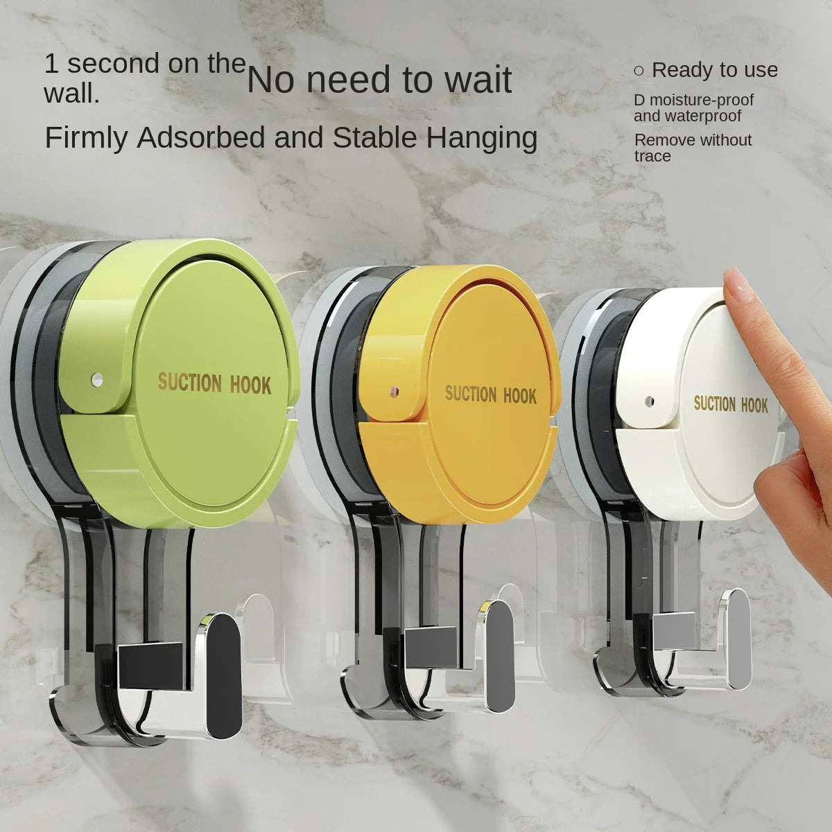 Strong Vacuum Suction Hooks - Traceless No-Drilling Adhesive Hooks for Home, Bathroom, Kitchen and Door