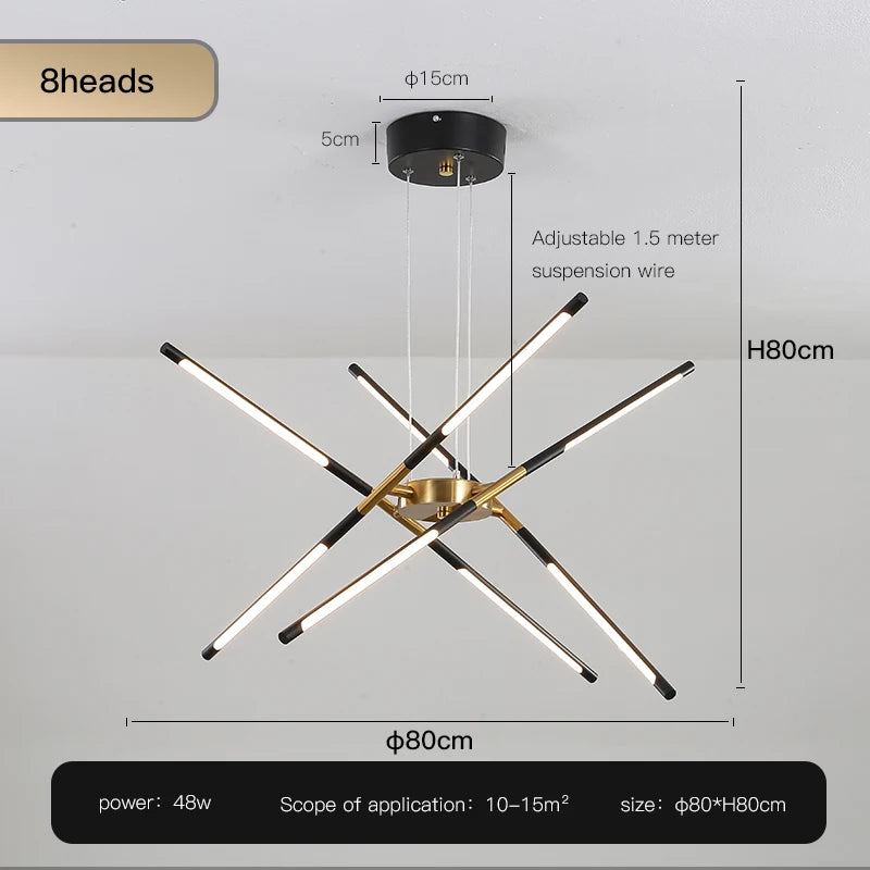 Nordic Geometric LED Pendant Chandelier with Remote Control for Restaurant, Living Room & Dining Table