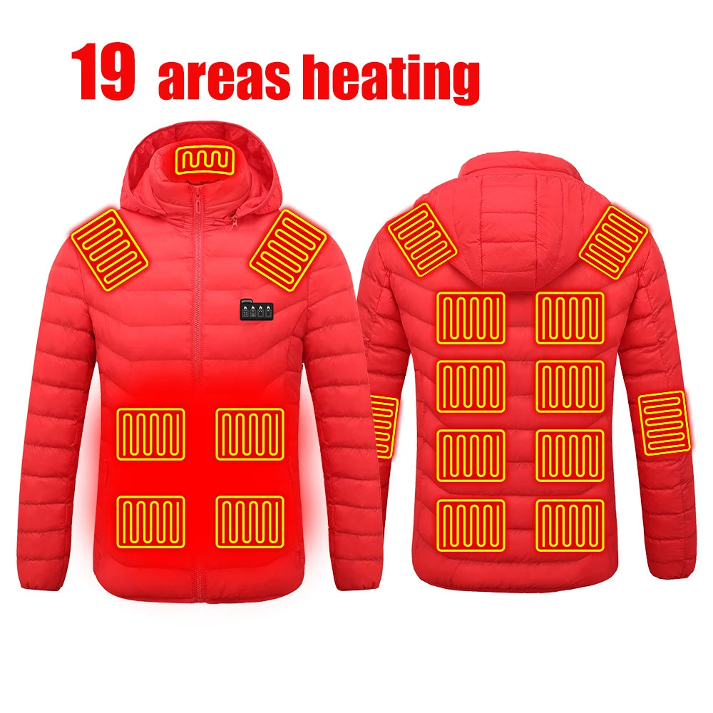 Men's Heating Jacket 21-Zone Four-Switch Control USB Electric Heated Coat Self-Heating Vest Thermal Warm Winter Coat