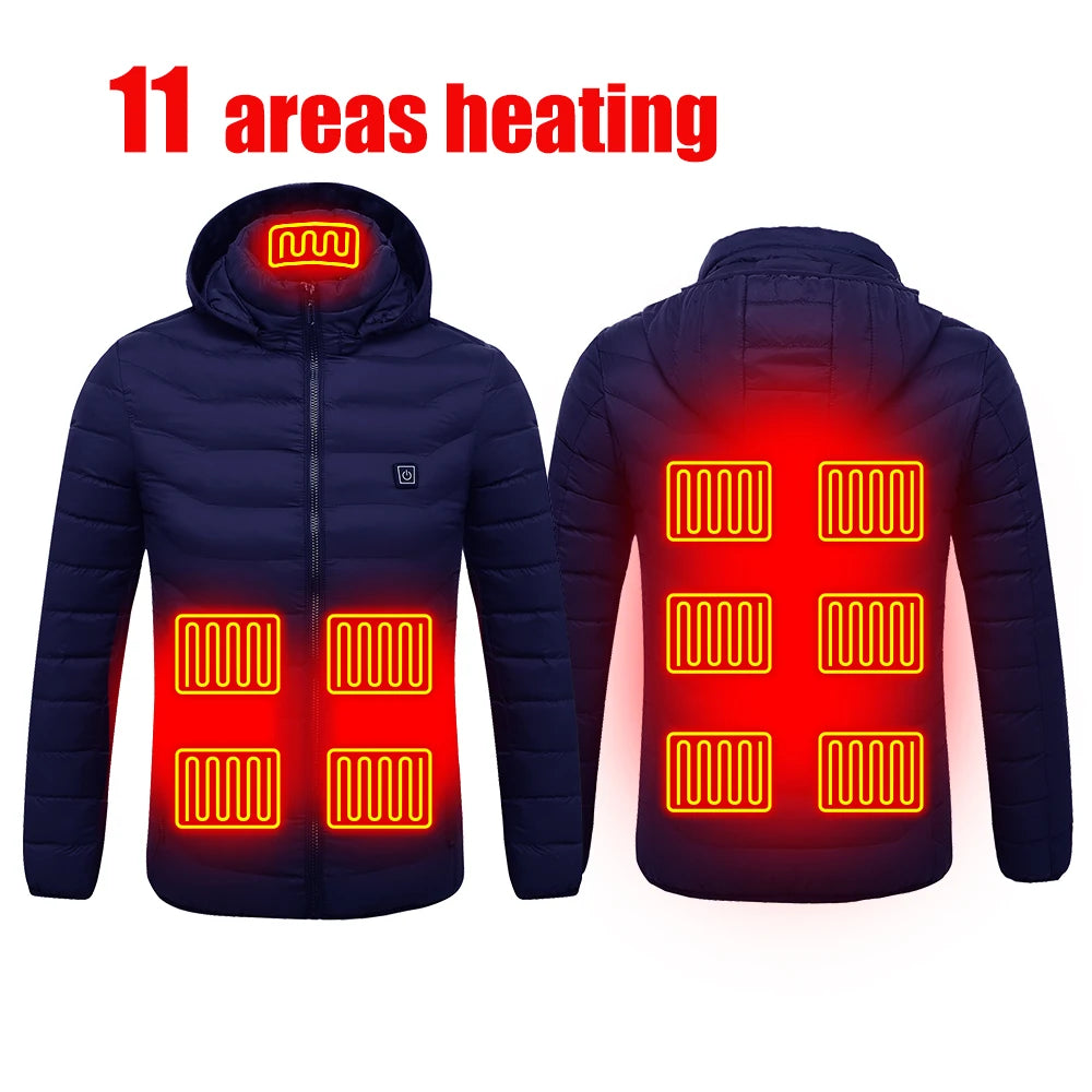 Men's Heating Jacket 21-Zone Four-Switch Control USB Electric Heated Coat Self-Heating Vest Thermal Warm Winter Coat