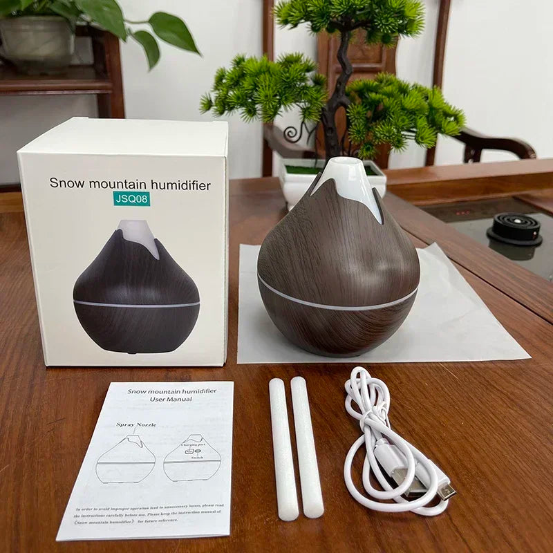 Aromatherapy Essential Oil Diffuser Wood Grain Remote Control Ultrasonic Air Humidifier with 7 Color LED Light