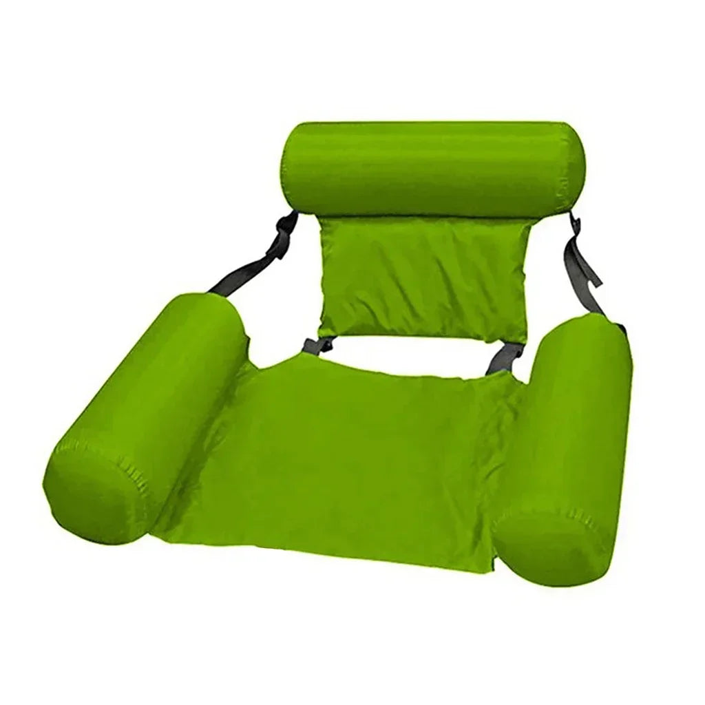 Foldable Floating Water Hammock Lounger, Inflatable Pool Mat & Recliner Bed Swimming Air Mattress