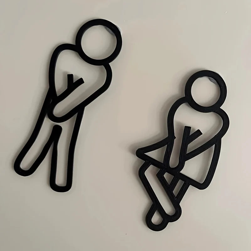 Funny Bathroom Signs for Men & Women, Creative Restroom Door Decor Toilet Signage Wall Sticker