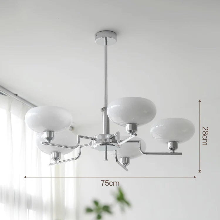 Bauhaus Modern French Designer Chandelier for Bedroom Study Living Room, Northern European Retro Lamp