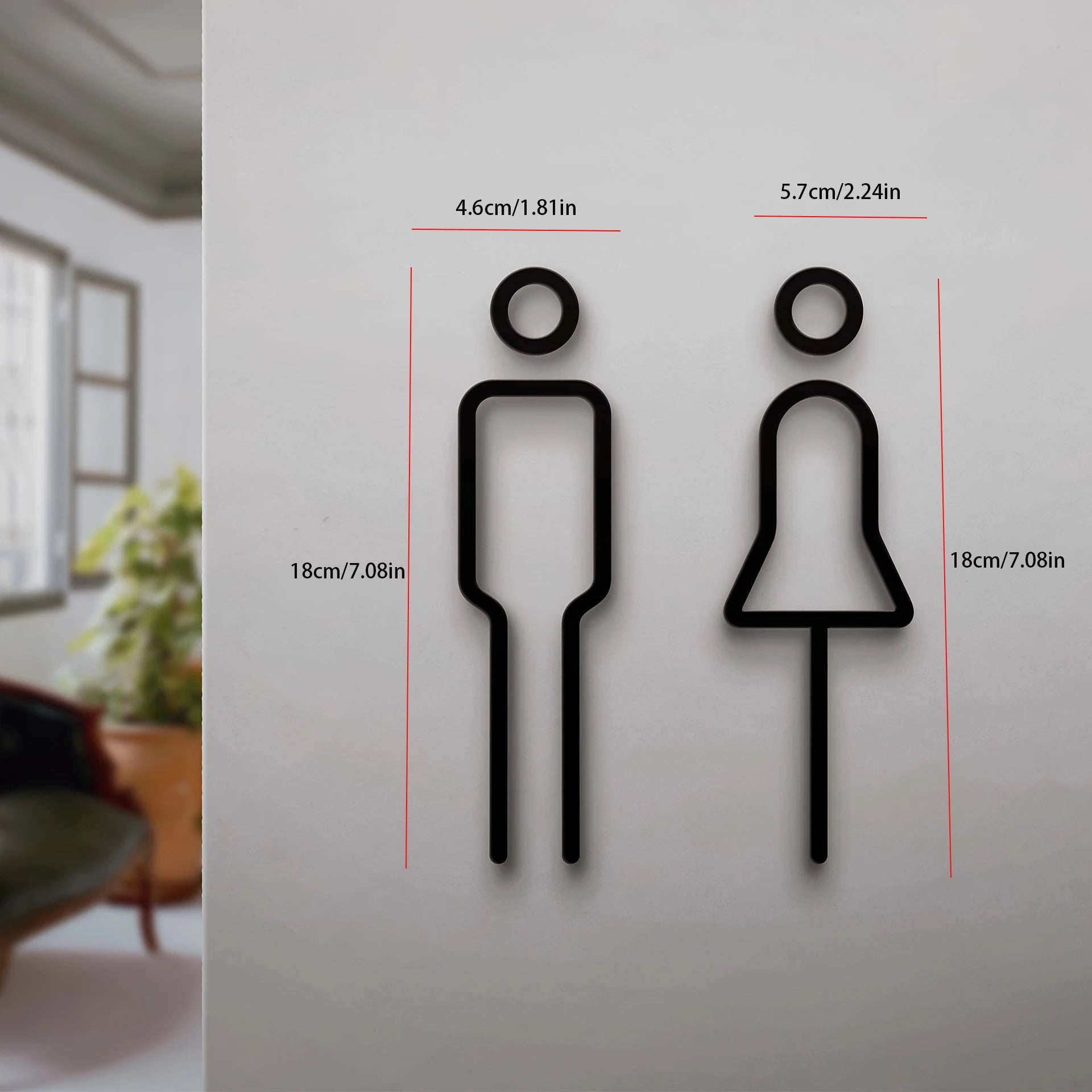 Funny Bathroom Signs for Men & Women, Creative Restroom Door Decor Toilet Signage Wall Sticker