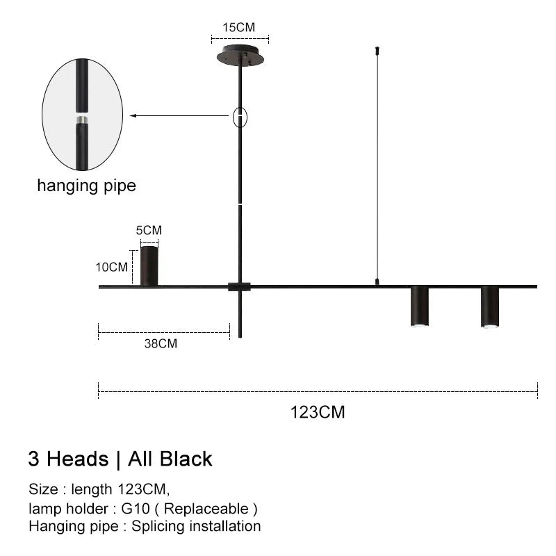 Modern Black Pendant Chandelier Hanging Lamp for Dining Room, Kitchen, Living Room, Bedroom & Bar