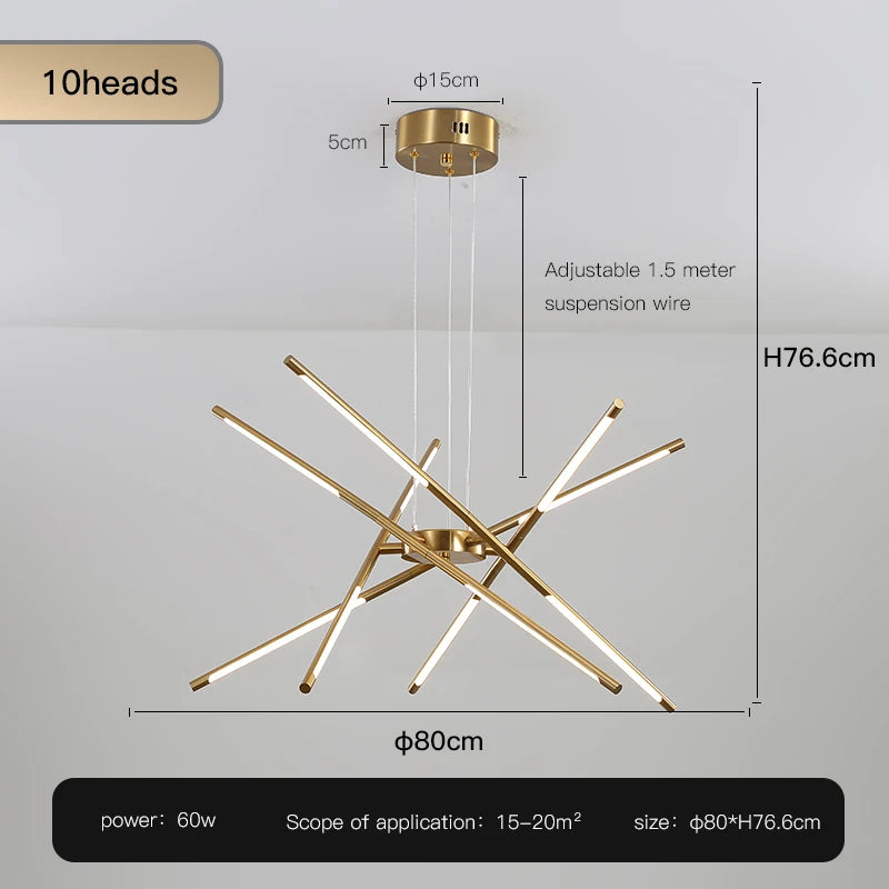 Nordic Geometric LED Pendant Chandelier with Remote Control for Restaurant, Living Room & Dining Table