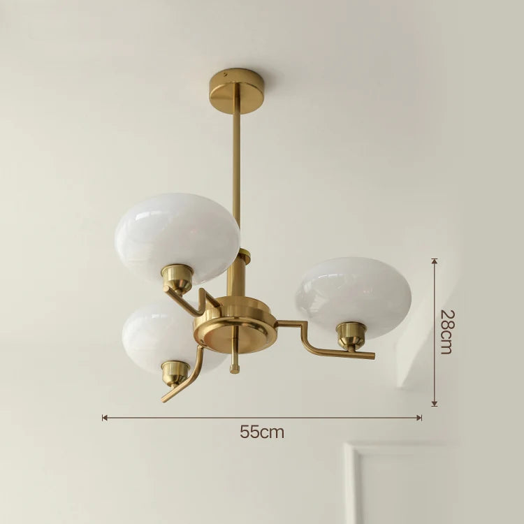 Bauhaus Modern French Designer Chandelier for Bedroom Study Living Room, Northern European Retro Lamp