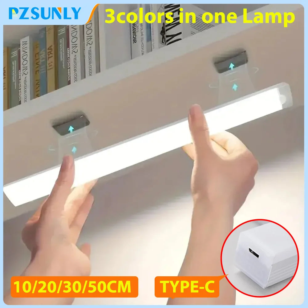 LED Motion Sensor Night Light Wireless Type-C Rechargeable Cabinet Wardrobe Lamp Staircase Backlight for Kitchen