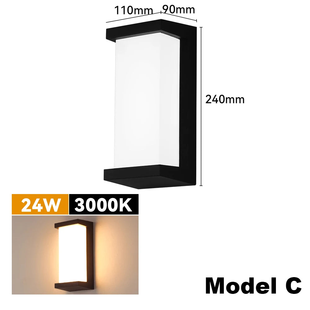 IP65 Waterproof Outdoor LED Wall Lamp Exterior Lighting Plastic Lamp Body Warm White Porch & Garden Light