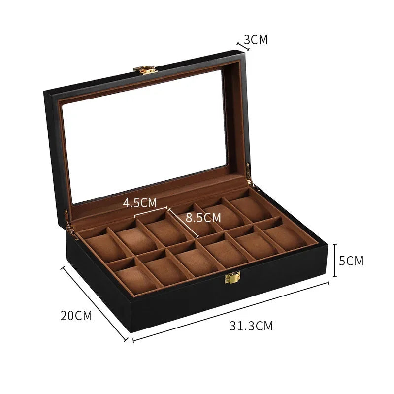 Wooden Watch Box - Eco-Friendly Multi-Slot Watch Storage Case and Travel Organizer, Gift Box for Men