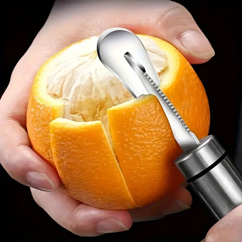 Stainless Steel Orange and Lemon Peeler - Citrus Cutter Tool with Handle for Kitchen and Restaurant Use