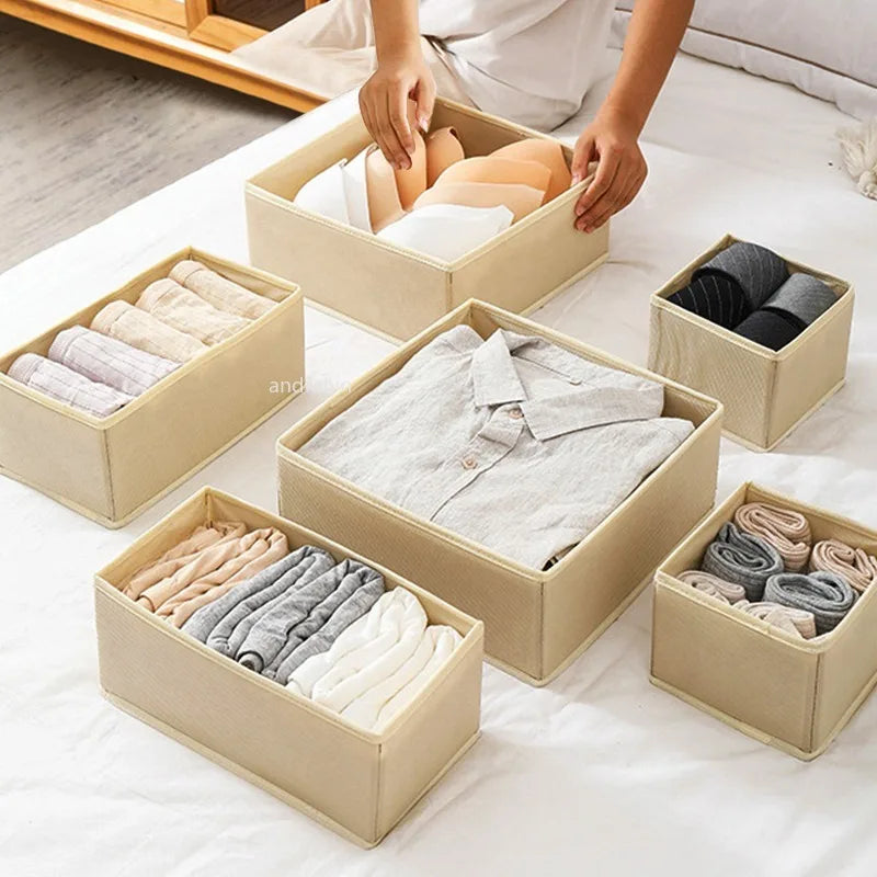Underwear Organizer for Cabinets and Drawers - Foldable Wardrobe Storage Box for Bras, Socks and Pants