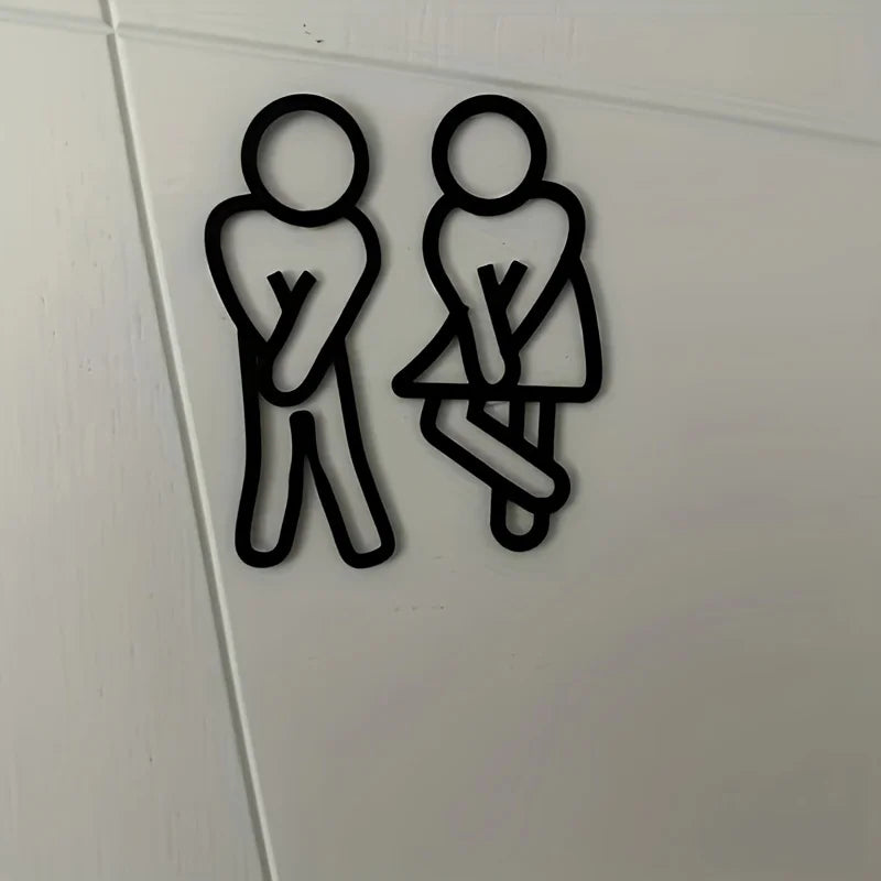 Funny Bathroom Signs for Men & Women, Creative Restroom Door Decor Toilet Signage Wall Sticker