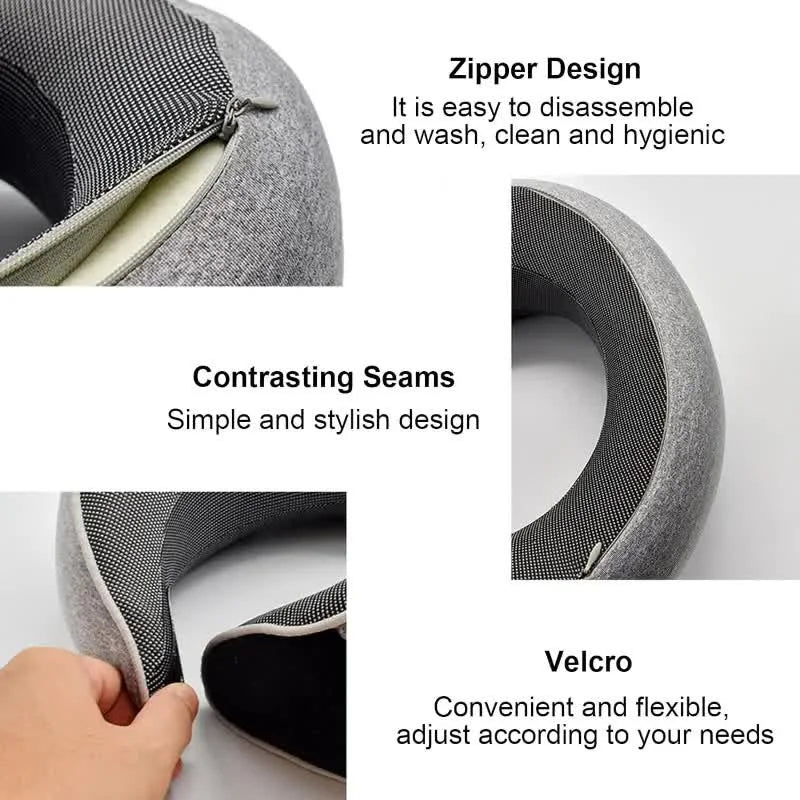 Travel Neck Pillow - Memory Foam U-Shaped Snail Style Neck Support, Portable Adjustable Soft Sleep Pillow for Naps