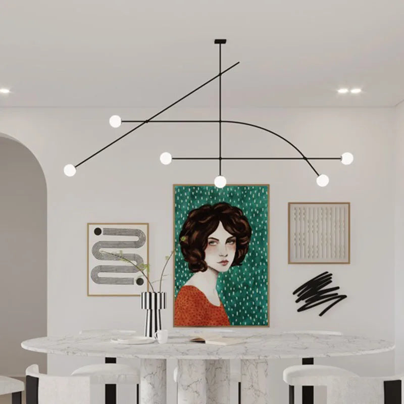 Modern Multi-Head Black Luminaire Pendant Chandelier for Living Room, Restaurant & Bedroom