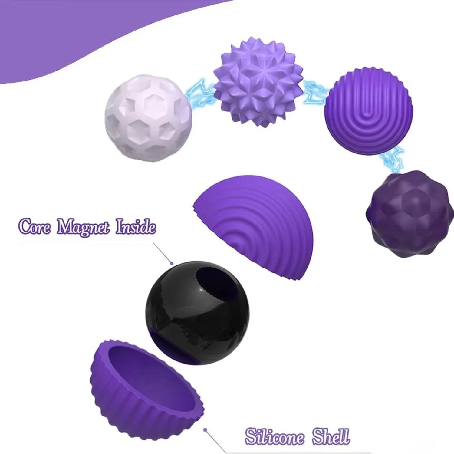 Magnetic Silicone Sensory Worry Balls Autism Calming Fidget Toy for Kids & Adults Anxiety Stress Relief